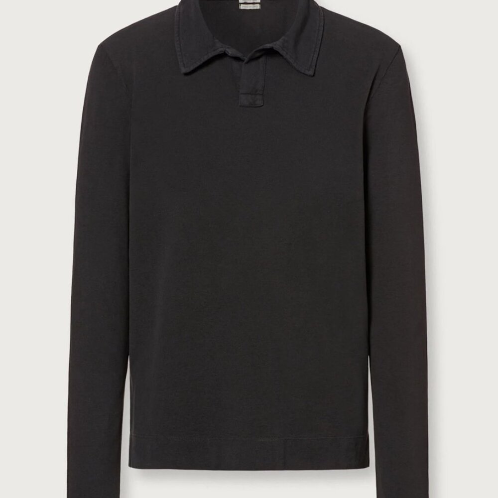 Designer Massimo Alba Italy Polo Shirt Mens Black Cotton Cashmere Long Sleeve
